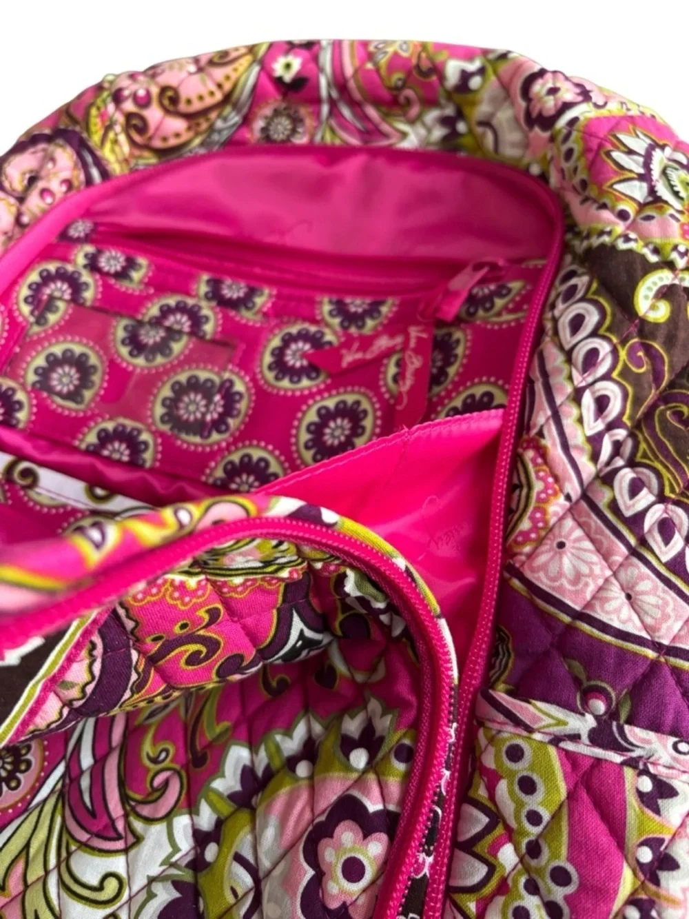 Vera Bradley Quilted Very Berry Paisley Backpack Pink Floral Pattern